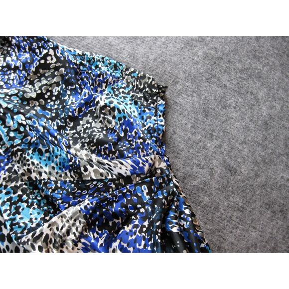 Maggy London Dress Women 8 Blue One Shoulder Satin Ruched Flattering Ladies - Picture 3 of 15